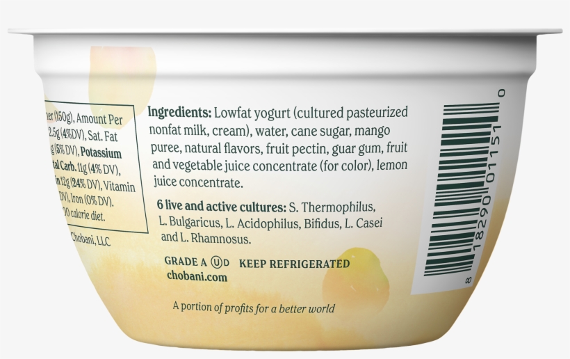 Chobani, Less Sugar Greek Alphonso Mango Low Fat Greek - Bar Soap, transparent png download