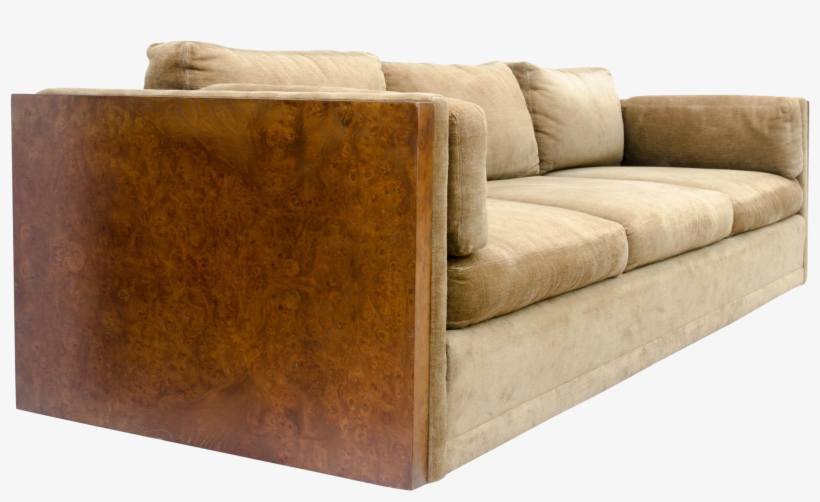 Milo Baughman Style Burl Wood Sofa On Chairish - Studio Couch, transparent png download
