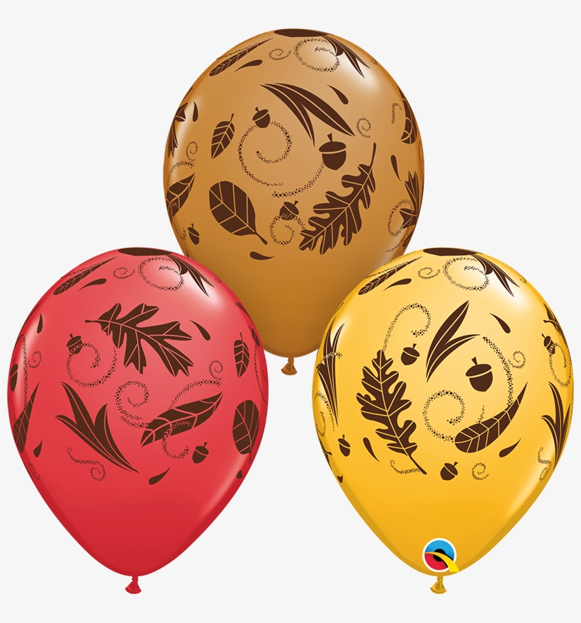 11" Acorns & Leaves Latex Balloon - Balloon, transparent png download