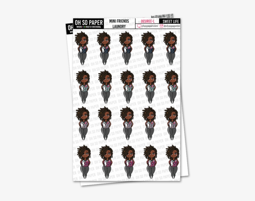 Mini Friends Laundry Stickers - Brown Girl Hair Wash Day Sticker Planners, transparent png download