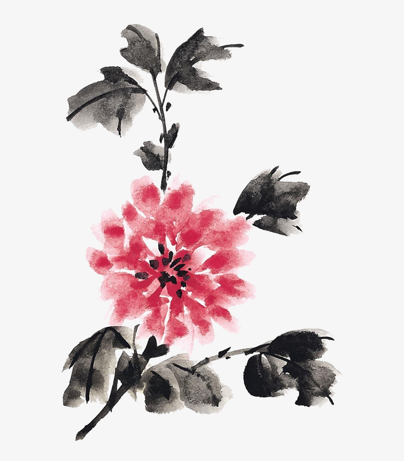 中国风菊花 - Ink Wash Painting, transparent png download