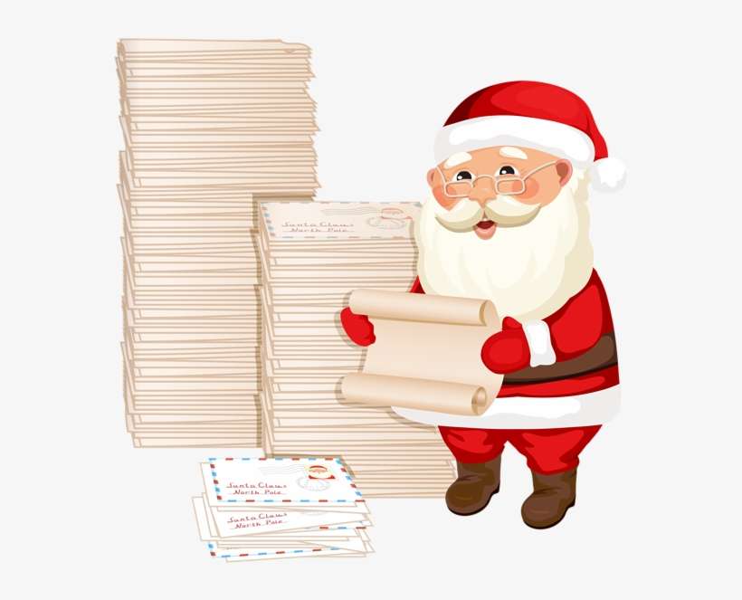 Santa Claus With Letters Png Clipart Image - Letters To Santa Clipart, transparent png download
