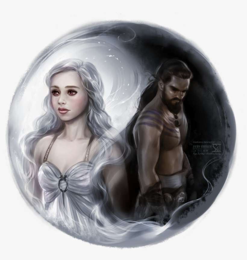 Emilia Clarke And Jason Momoa As Daenerys And Khal - Game Of Thrones Book Khaleesi, transparent png download