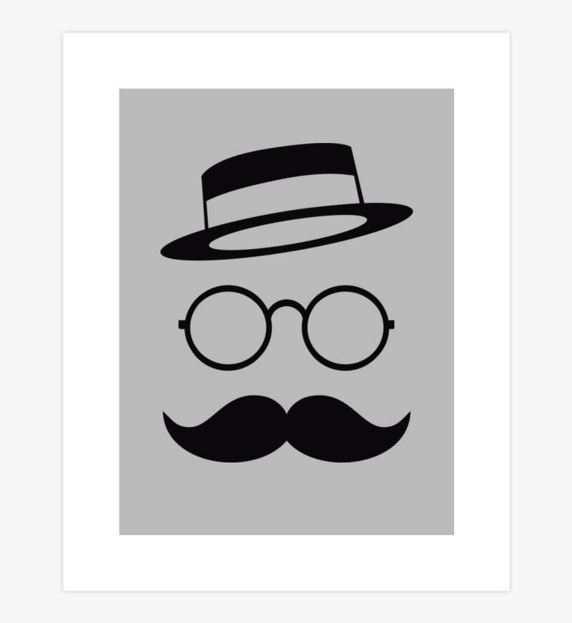 Retro Minimal Vintage Face With Moustache Glasses Art - Glasses And Moustache, transparent png download