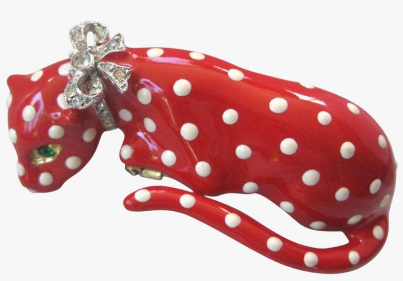 Kenneth Lane Vintage Red & White Polka Dot & Rhinestones - Kenneth Jay Lane, transparent png download