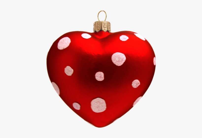 Red Heart With White Polka Dots Christmas Ornament, - Christmas Day, transparent png download