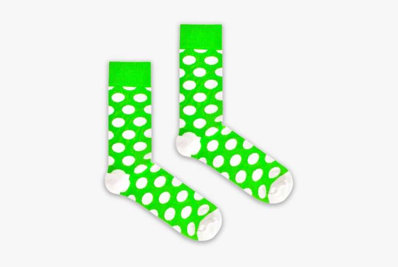 A Lush Green Background And White Polka Dots Make These - Polka Dot Sock, transparent png download