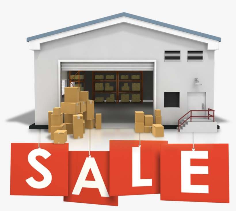 Garage Sale Logo House Shopping Cart - Warehouse Building Warehouse Clipart, transparent png download