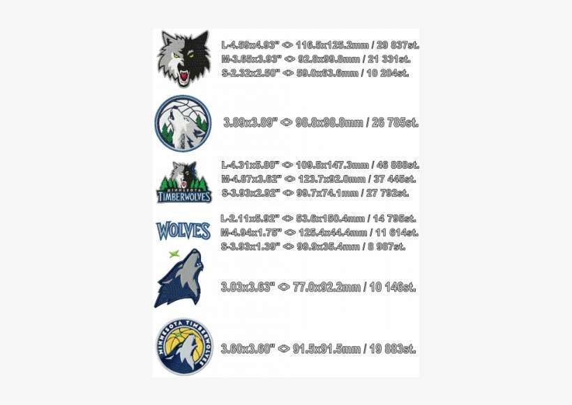 Minnesota Timberwolves Logos Machine Embroidery Design - Design, transparent png download