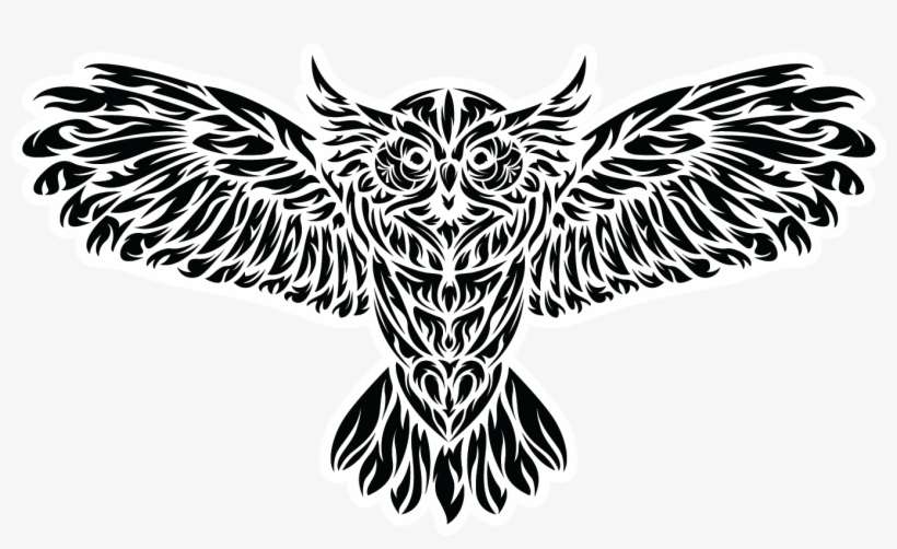Tribal Owl Sticker - Black And White Sticker Designs, transparent png download