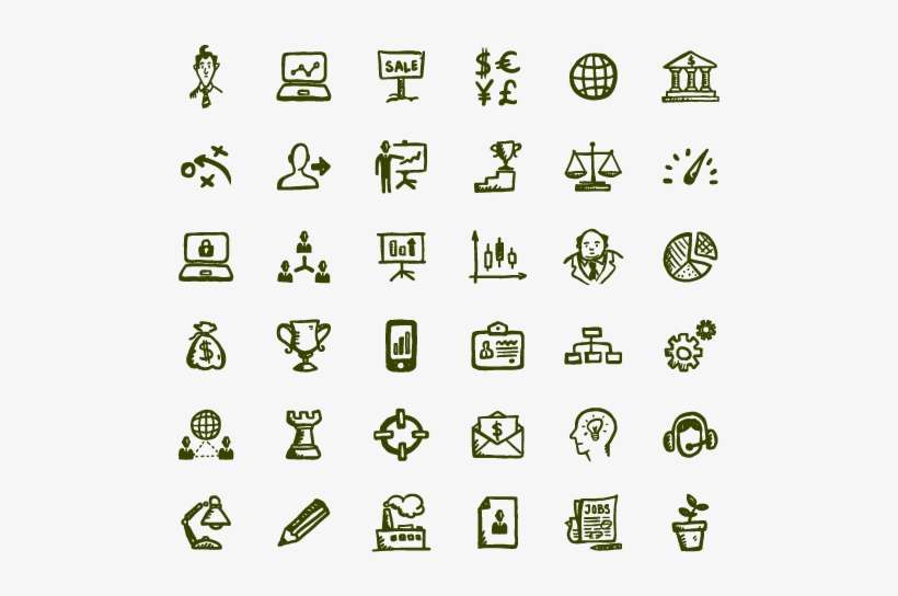 Busy Icons Free - Hand Drawn Business Icons Png, transparent png download