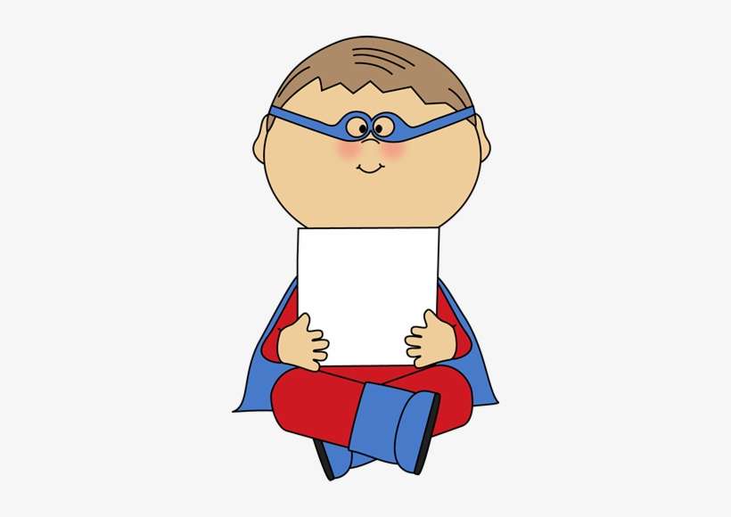 Boy Superhero Holding A Blank Sign - Superhero Kid Clipart, transparent png download