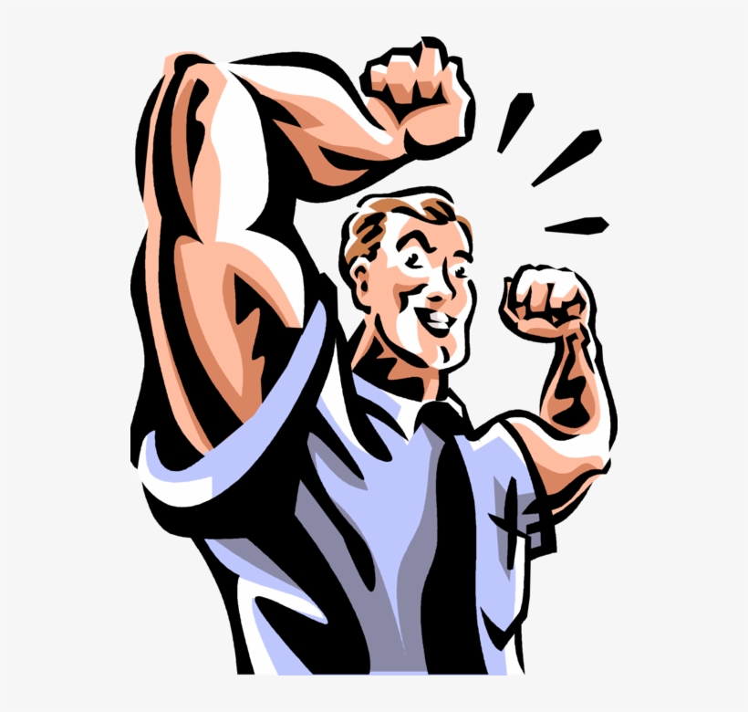 Vector Illustration Of Businessman Strongman Bodybuilder - Illustration, transparent png download