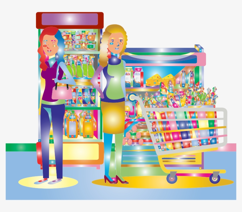 Two Women At The Supermarket Surreal - Supermarket Clipart, transparent png download