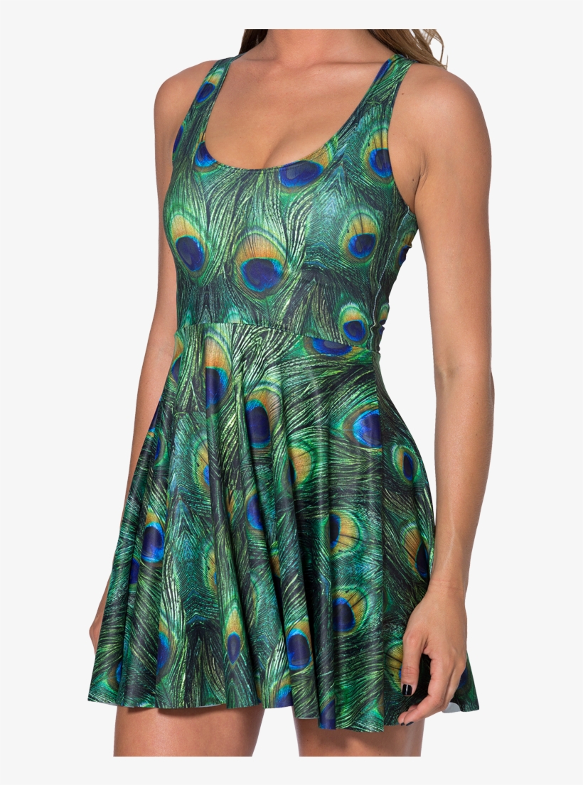 Peacock Reversible Skater Dress › Black Milk Clothing - Day Dress, transparent png download