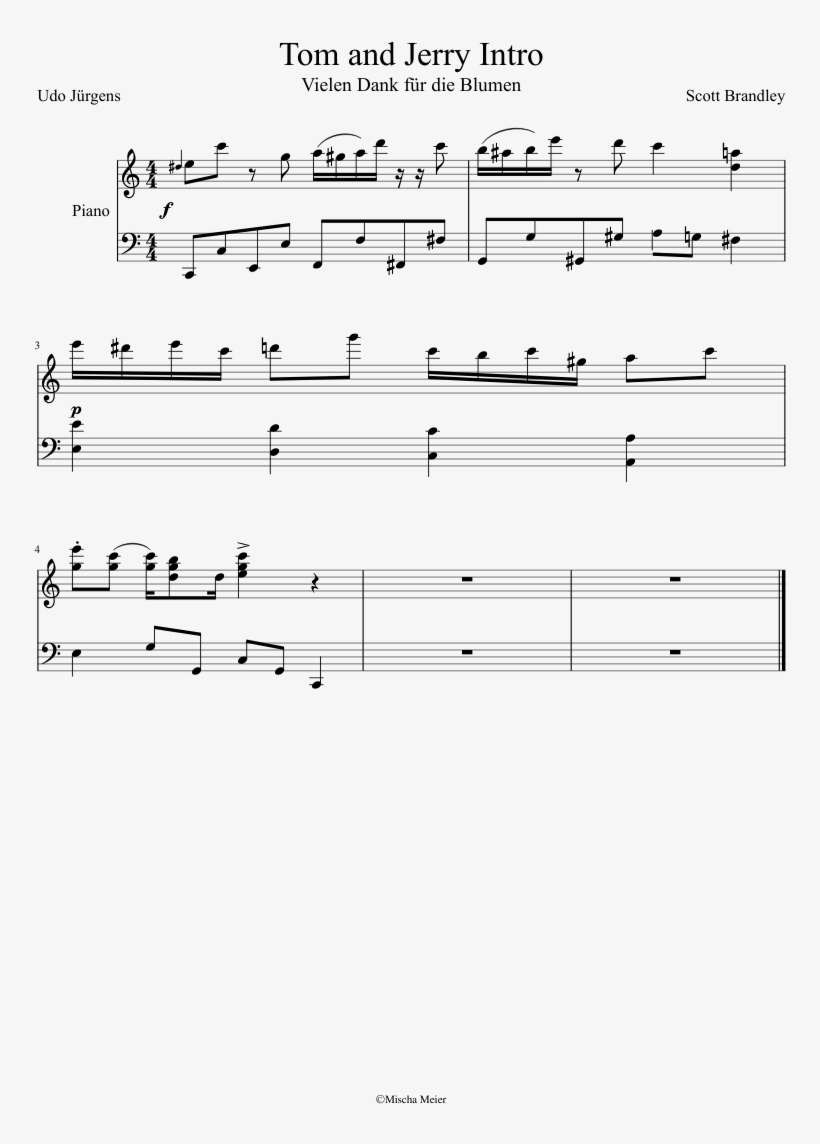 Print - Tom Und Jerry Piano Sheet, transparent png download