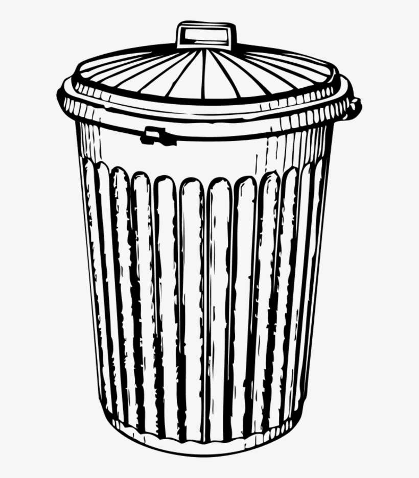 Vector Clip Art - Trash Can Black And White, transparent png download