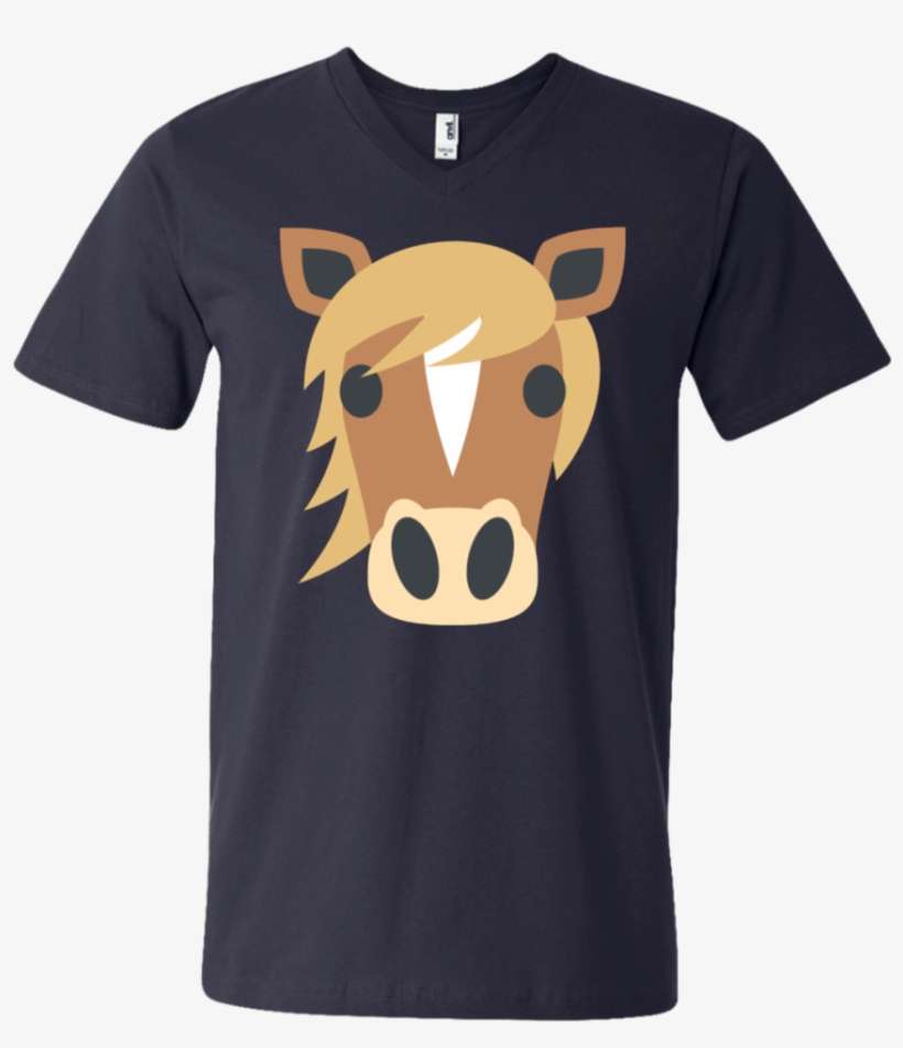 Horse Face Emoji Men's V Neck T Shirt - Shirt, transparent png download