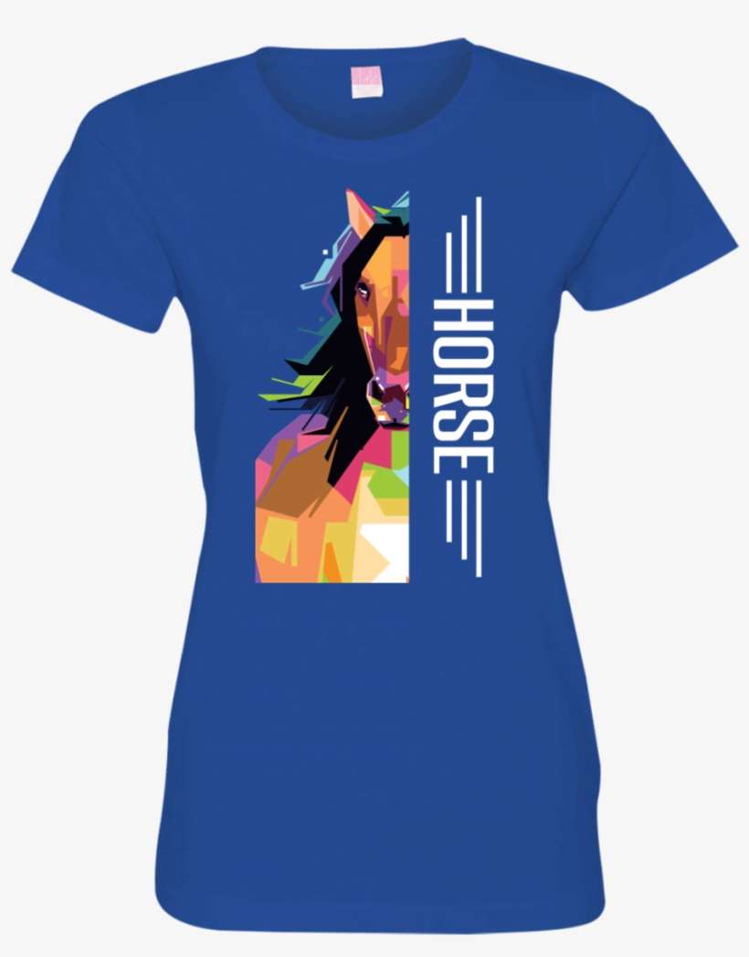 Horse Half Face Tshirt 3516 Lat Ladies' Fine Jersey - Shirt, transparent png download