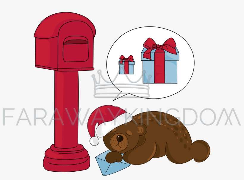 Christmas Bear Cartoon Sleeping Animal Vector Illustration - Illustration, transparent png download