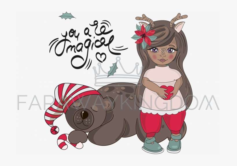 Girl Bear Sleeping Animal Cartoon Vector Illustration - Christmas Day, transparent png download