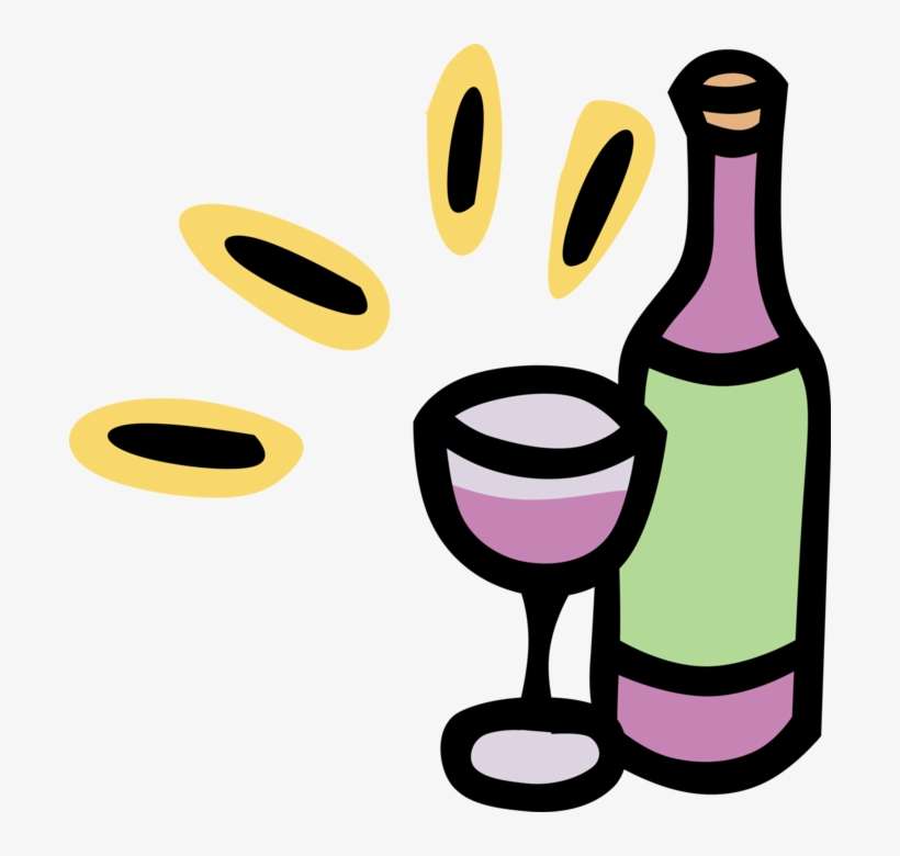 Vector Illustration Of Bottle Of Wine With Wine Glasses - Bottiglia Di Vino Clipart, transparent png download