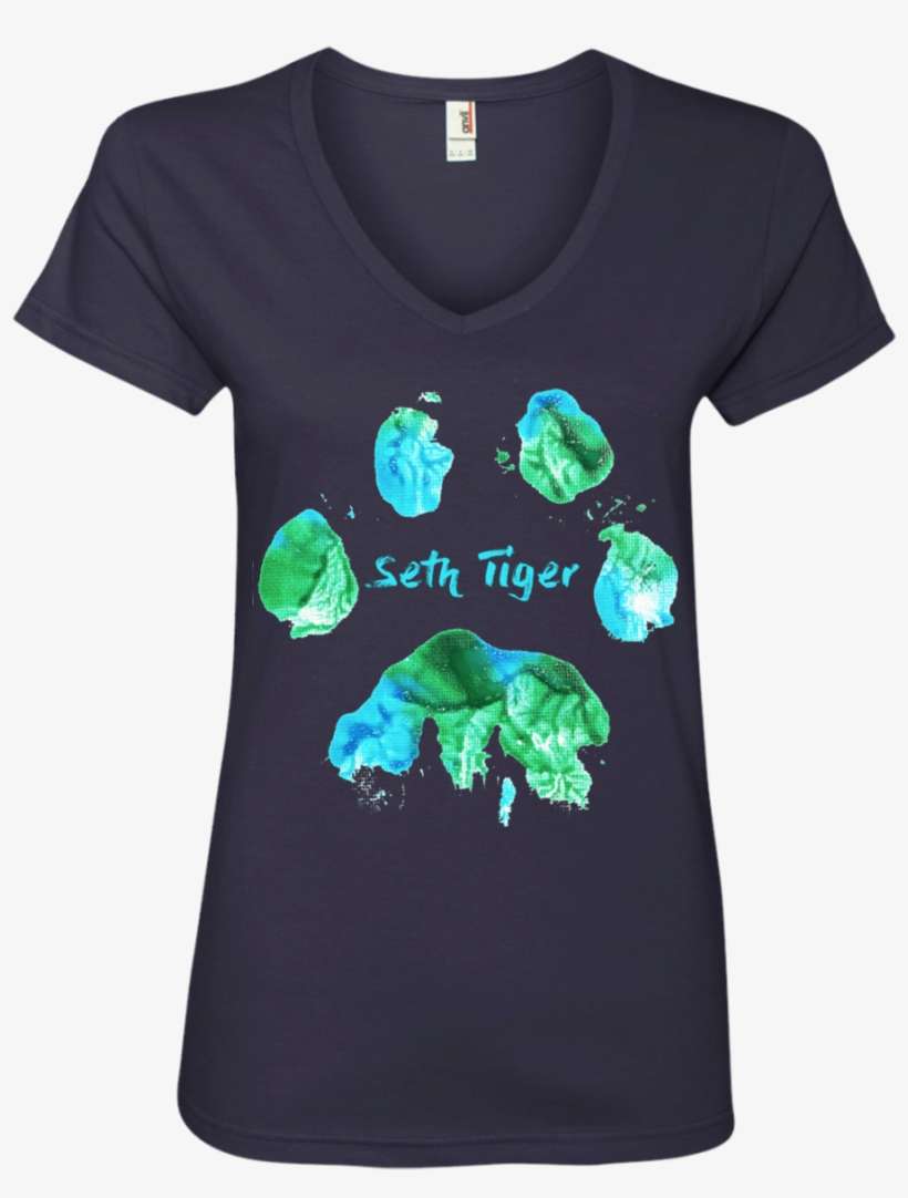 Seth Tiger Paw Print Ladies' V-neck Tee - T-shirt, transparent png download