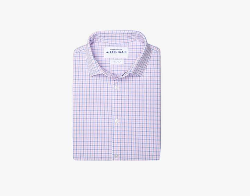 Mizzen Main Seaside Blue Pink Tattersall Shirt - Plaid, transparent png download