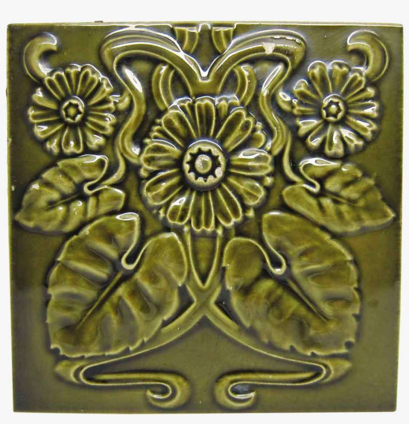 Clipart Transparent Library Green Flower Tile Chairish - Motif, transparent png download