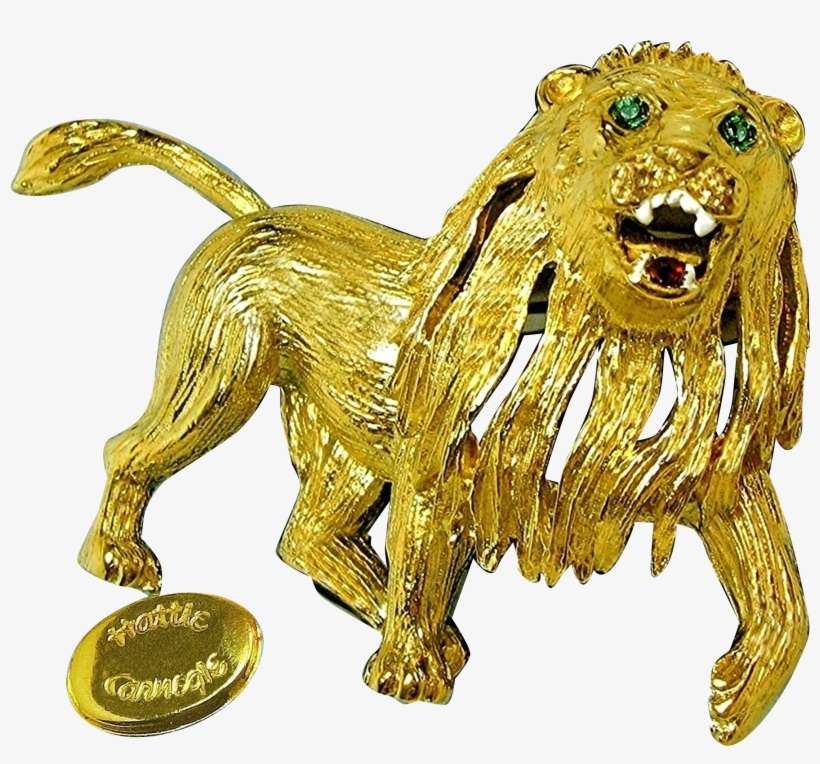 This Vintage Large Hattie Carnegie Gilded Lion Brooch - Ancient Dog Breeds, transparent png download