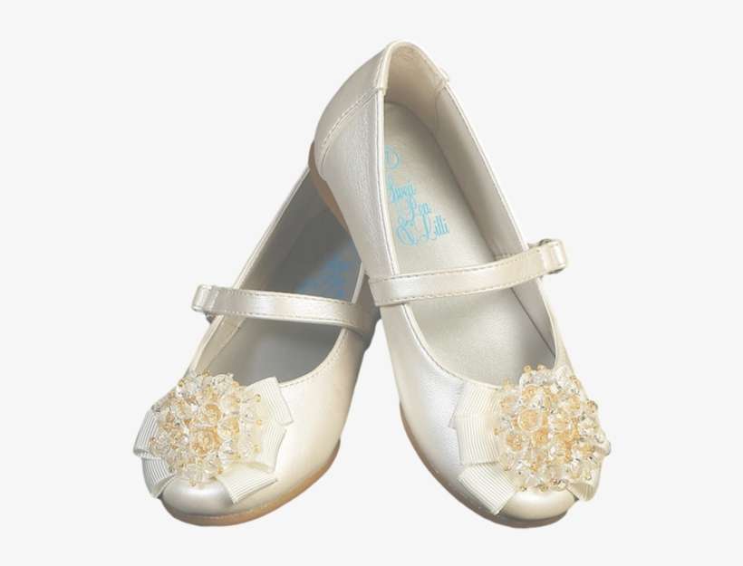 Ivory Dress Shoes W Crystal Beads & Strap Baby Girls - Cheap Girls Ivory Shoes, transparent png download