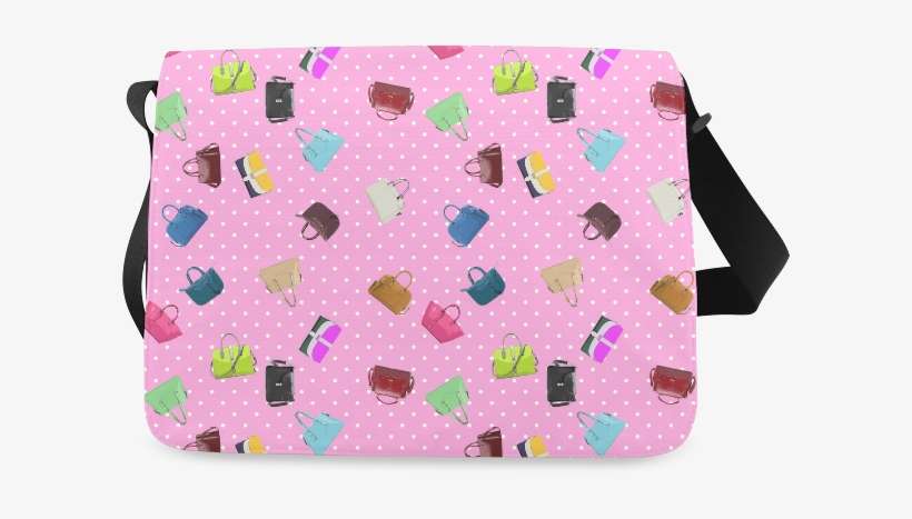 Little Purses And Pink Polka Dots Messenger Bag - Messenger Bag, transparent png download
