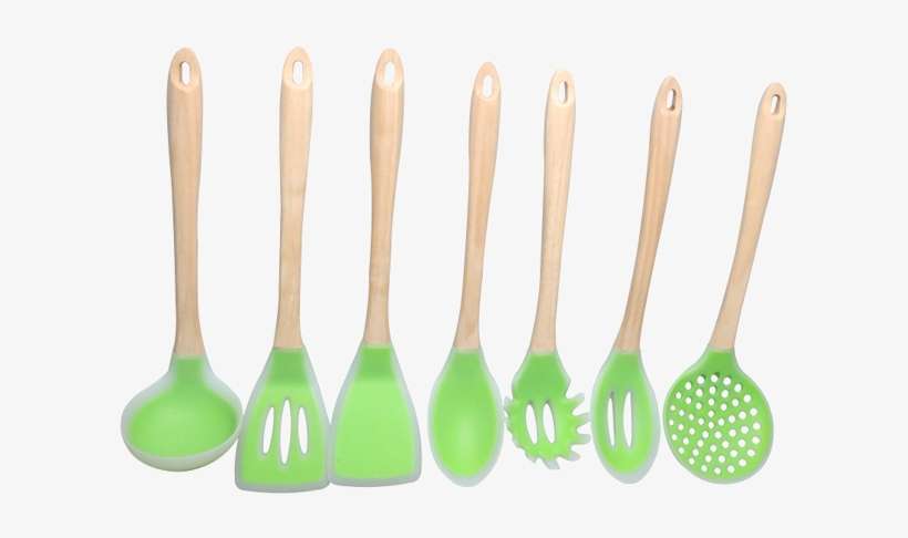 100% Food Grade Heat Resistant Wooden Handles Silicone - Kitchen Utensil, transparent png download