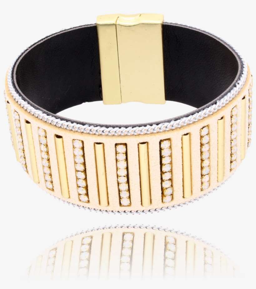 Cream Boho Bracelet With Milk Glass Crystals Bbr0064 - Bangle, transparent png download