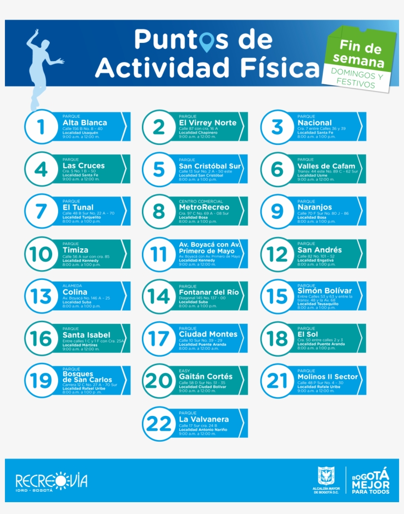 Https - //www - Idrd - Gov - - Puntos De Recreovia Bogota 2018, transparent png download