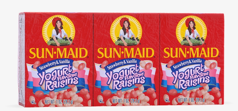 Sun-maid Strawberry And Vanilla Yogurt Flavored Raisins - Label, transparent png download