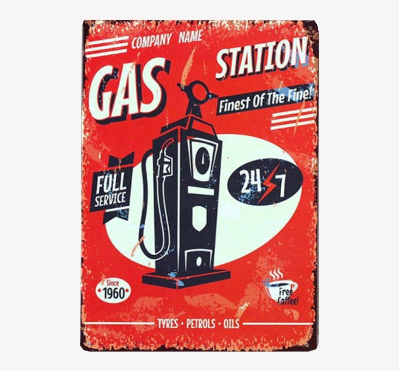 Vintage Sign Gas Station - Vintage Gas Station Sign, transparent png download