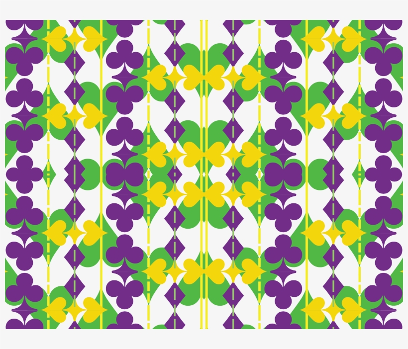 Suit Of Cards In Mardi Gras Colors On White Wallpaper - Illustration, transparent png download
