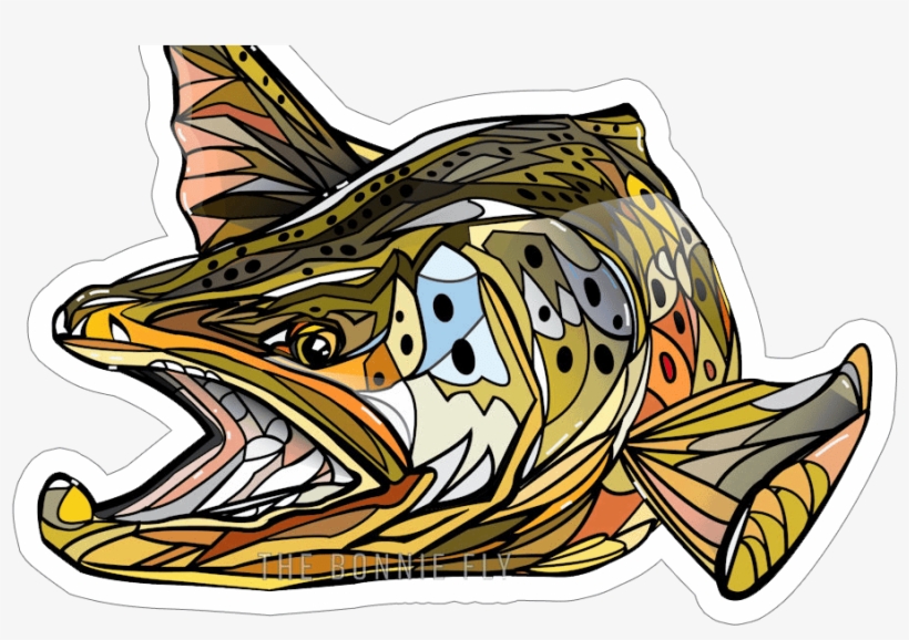 Fly Fishingstickers Brandon Finnorn Brown Trout Sticker - Fly Fishing Trout Brown Art, transparent png download