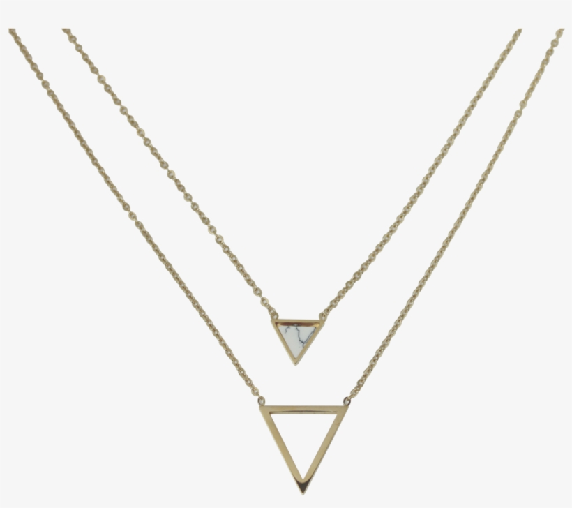 Collar Dorado 2 Triangulos - Necklace, transparent png download
