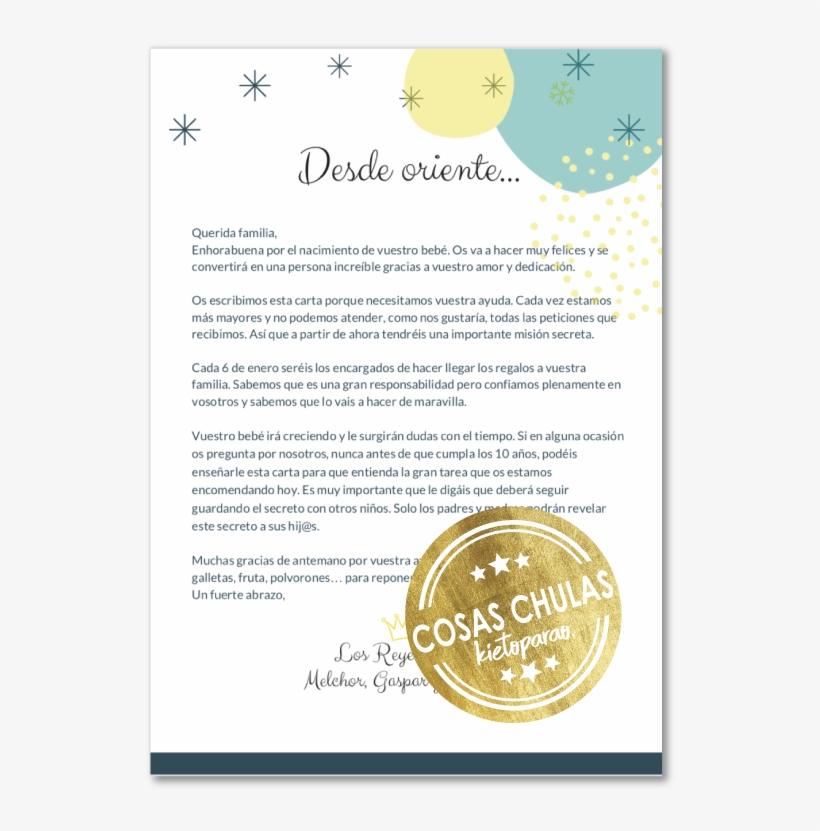 Carta De Los Reyes Magos A Padres Y Madres - Gold, transparent png download