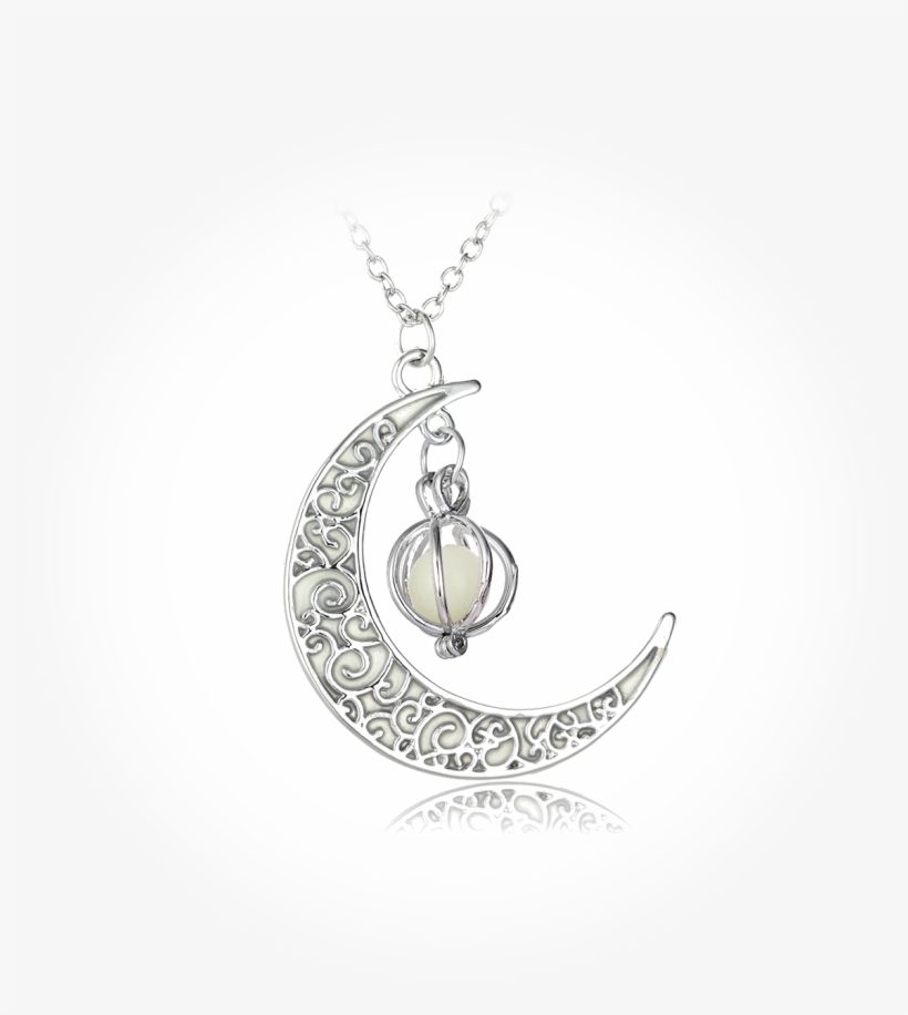 Free Glowing Crescent Moon Necklace With Stone - Locket, transparent png download