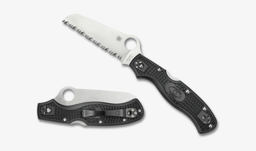 Spyderco Rescue 3 Folder Knife Vg10 Serrated Edge Black - Spyderco, transparent png download