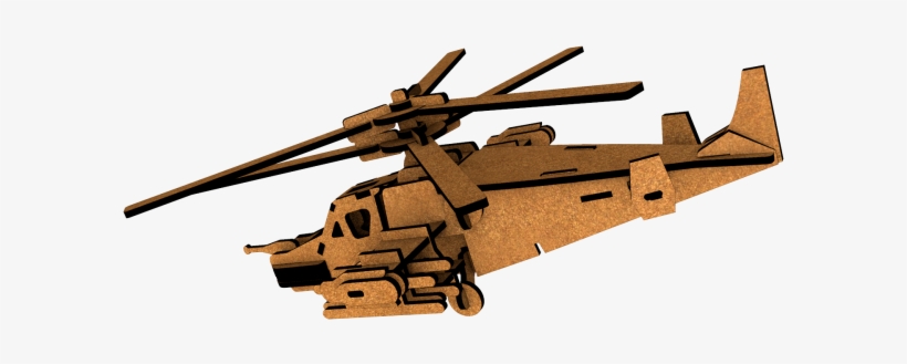 Helicóptero Black Shark Quebra-cabeça 3d Em Madeira - Helicopter Rotor, transparent png download