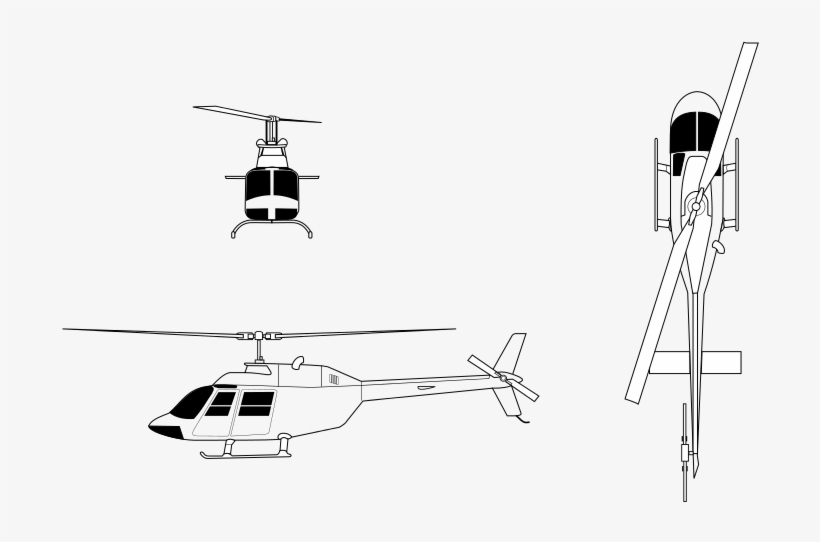 Bell 206a Orthographical Image - Oh 58 Kiowa, transparent png download