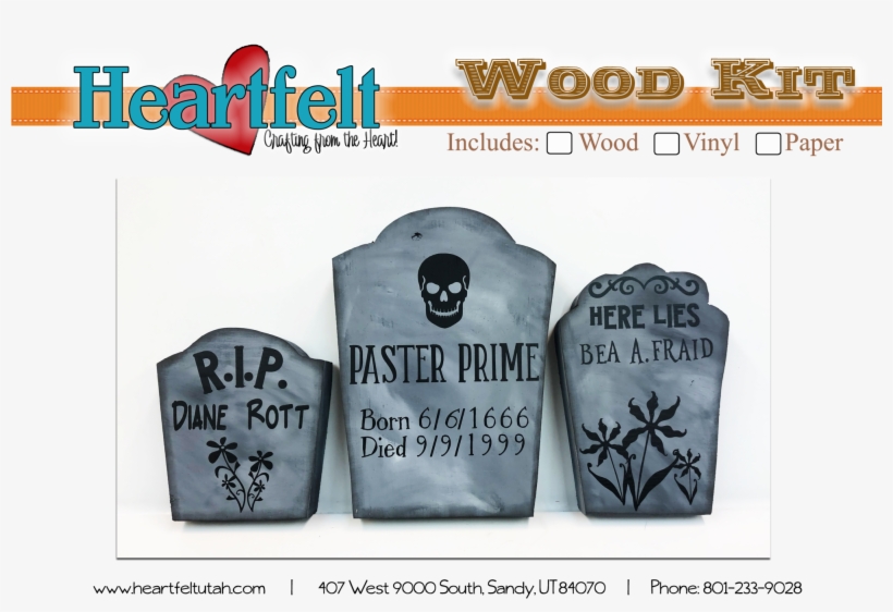 Tombstone Trio Wood Kit W/ Vinyl 3pc 7 X12, 6 X10, - Headstone, transparent png download