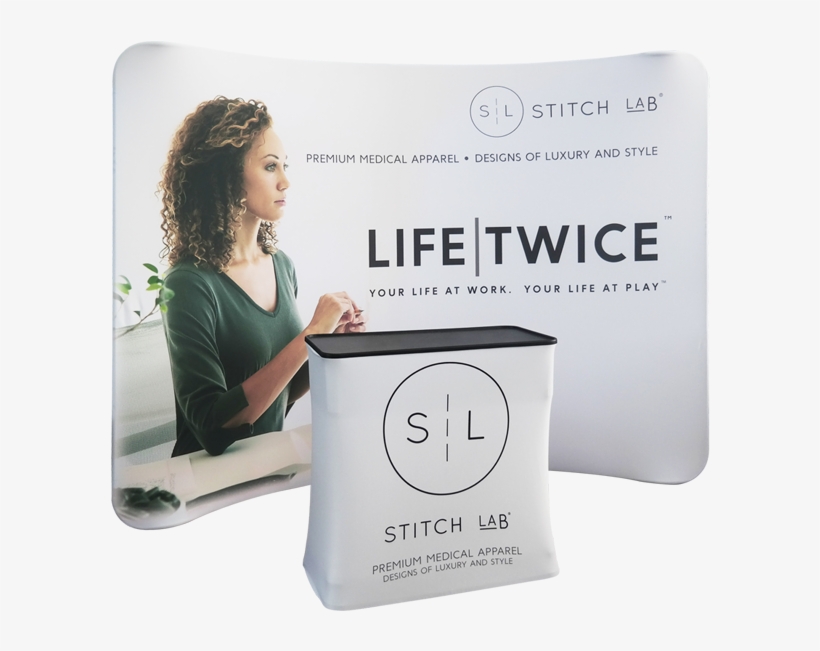 10ft Curved Tension Fabric Display With Case To Podium - Sign, transparent png download