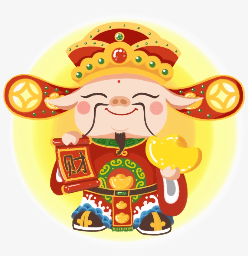Hand Painted Cute Chinese New Year God Wealth Png And - Cartoon, transparent png download