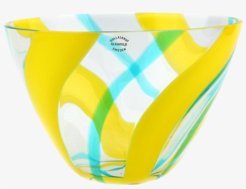 Vintage Gullaskruf Yellow And Blue Swirl Swedish Art - Ceramic, transparent png download