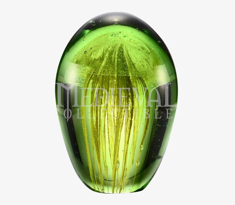 Yellow And Green Mist Jellyfish Art Glass - Sphere, transparent png download